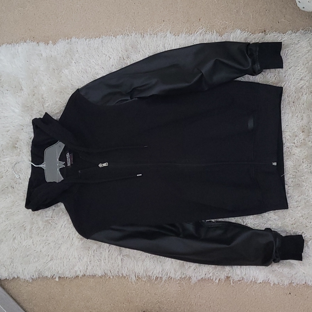 Michael Kors Zip Up with Faux Leather Sleeves